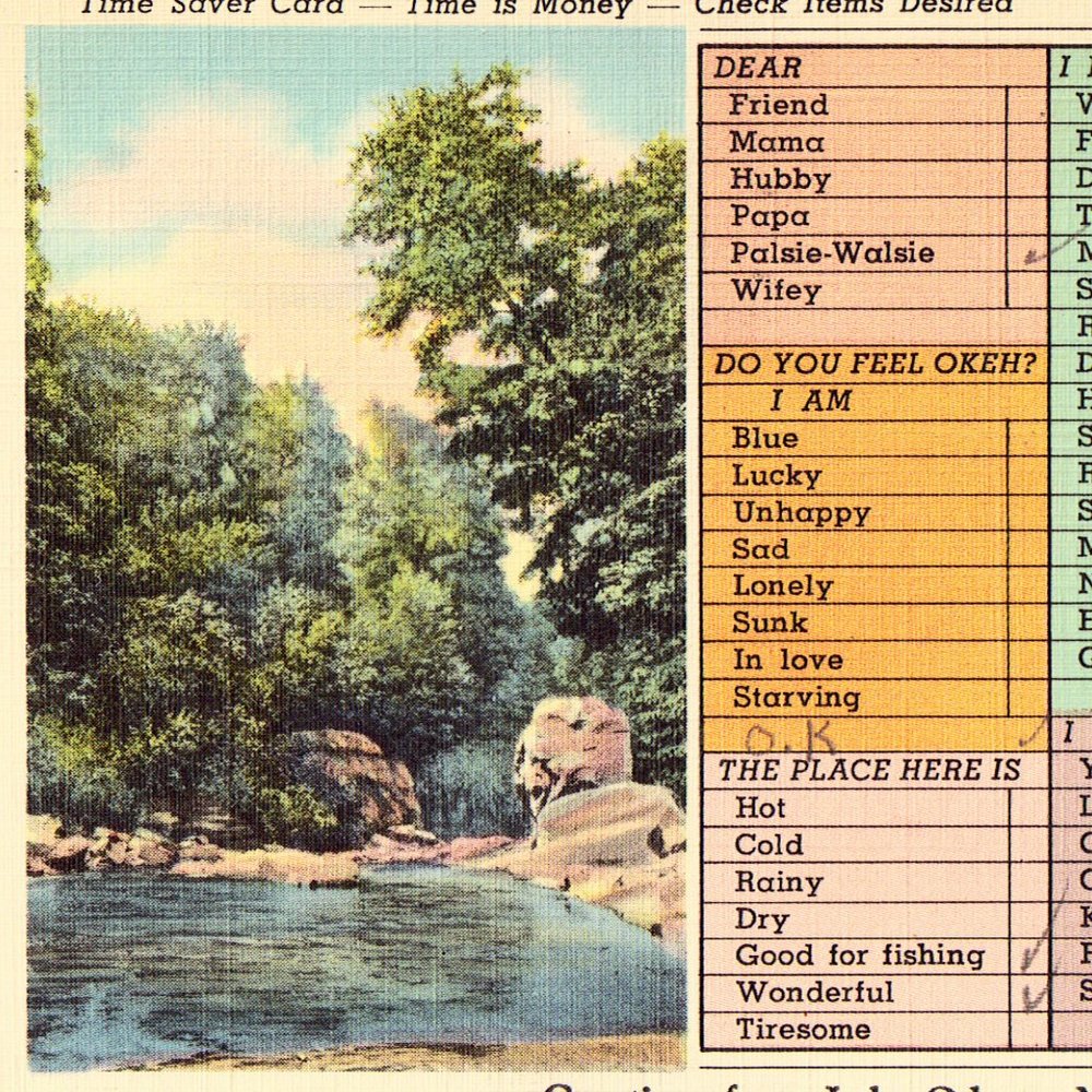 Linen Postcard - Greetings from Lake Odessa,Michigan